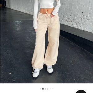 Tiger Mist cream parachute pants